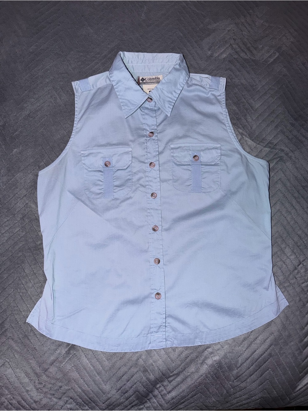 Women's Columbia Vertex Sleeveless Hiking Shirt Size M Light Blue